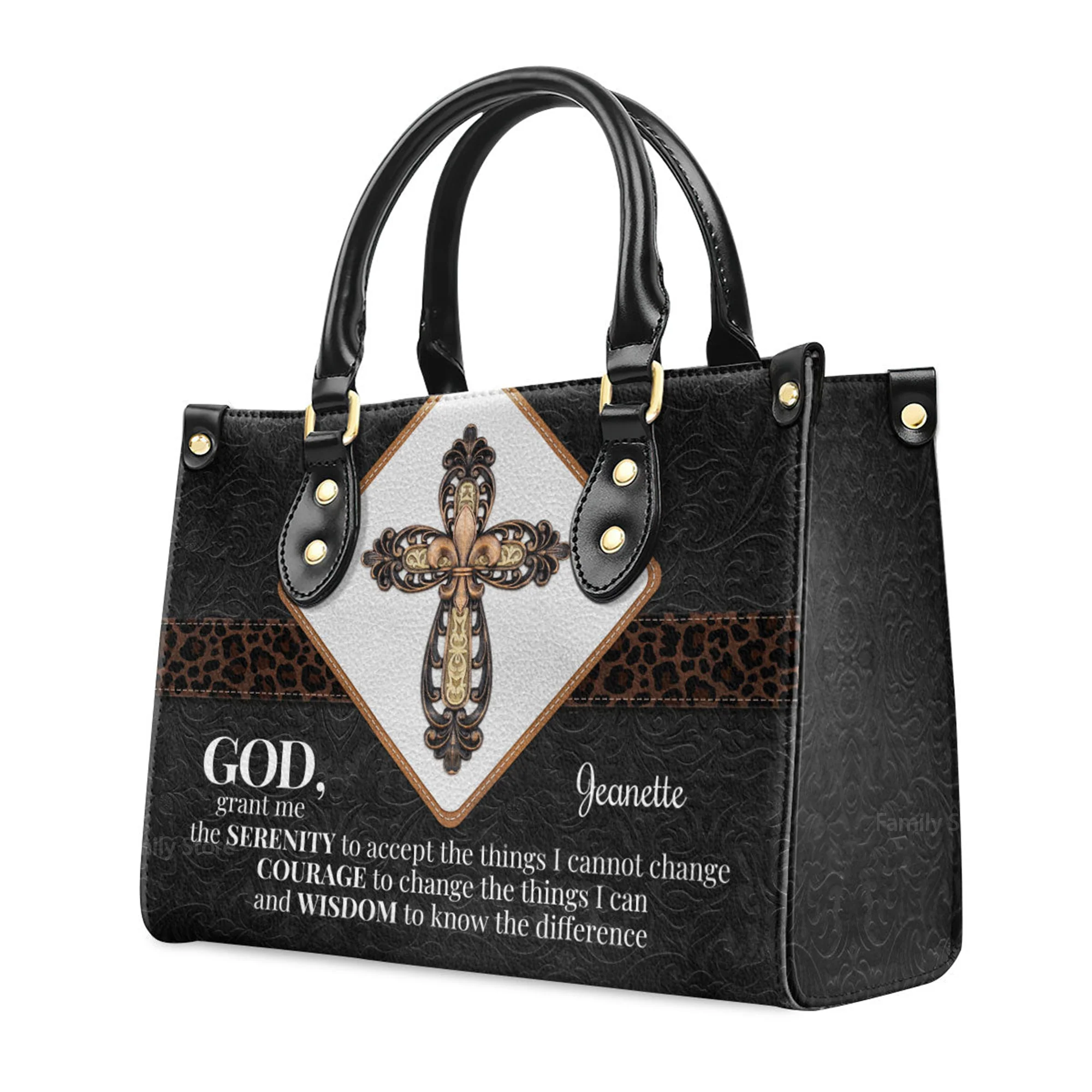 God, Grant Me The Serenity To Accept The Things I Cannot Change - Awesome Personalized Leather Handbag - AT4080702 - Image 3
