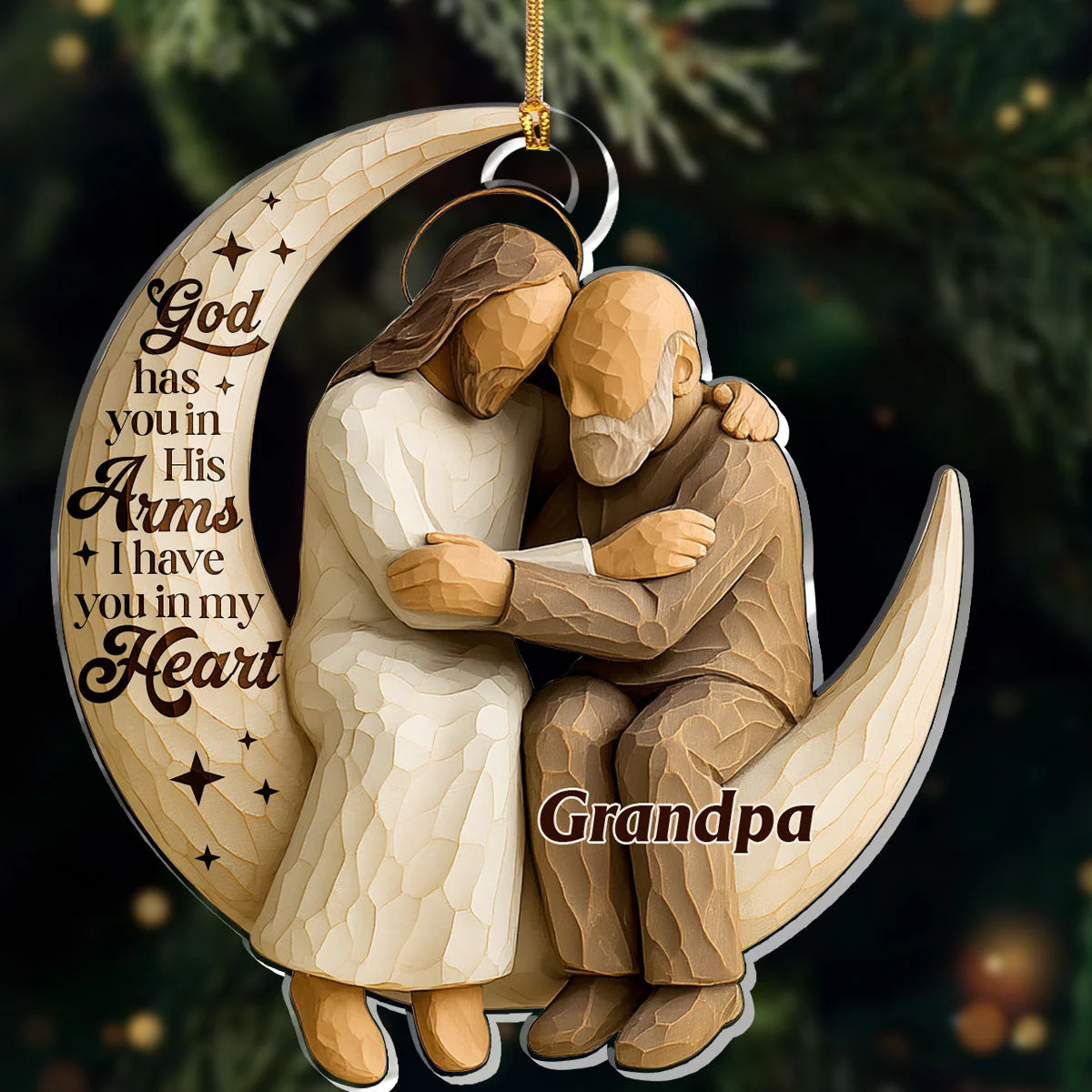God Has You In His Arms - Personalized Acrylic Ornament TD118