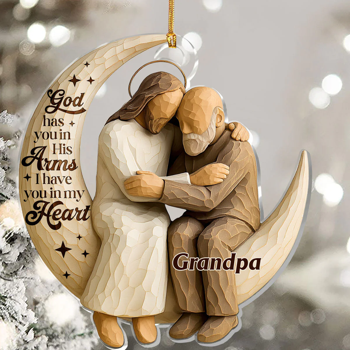 God Has You In His Arms - Personalized Acrylic Ornament TD118 - Image 5