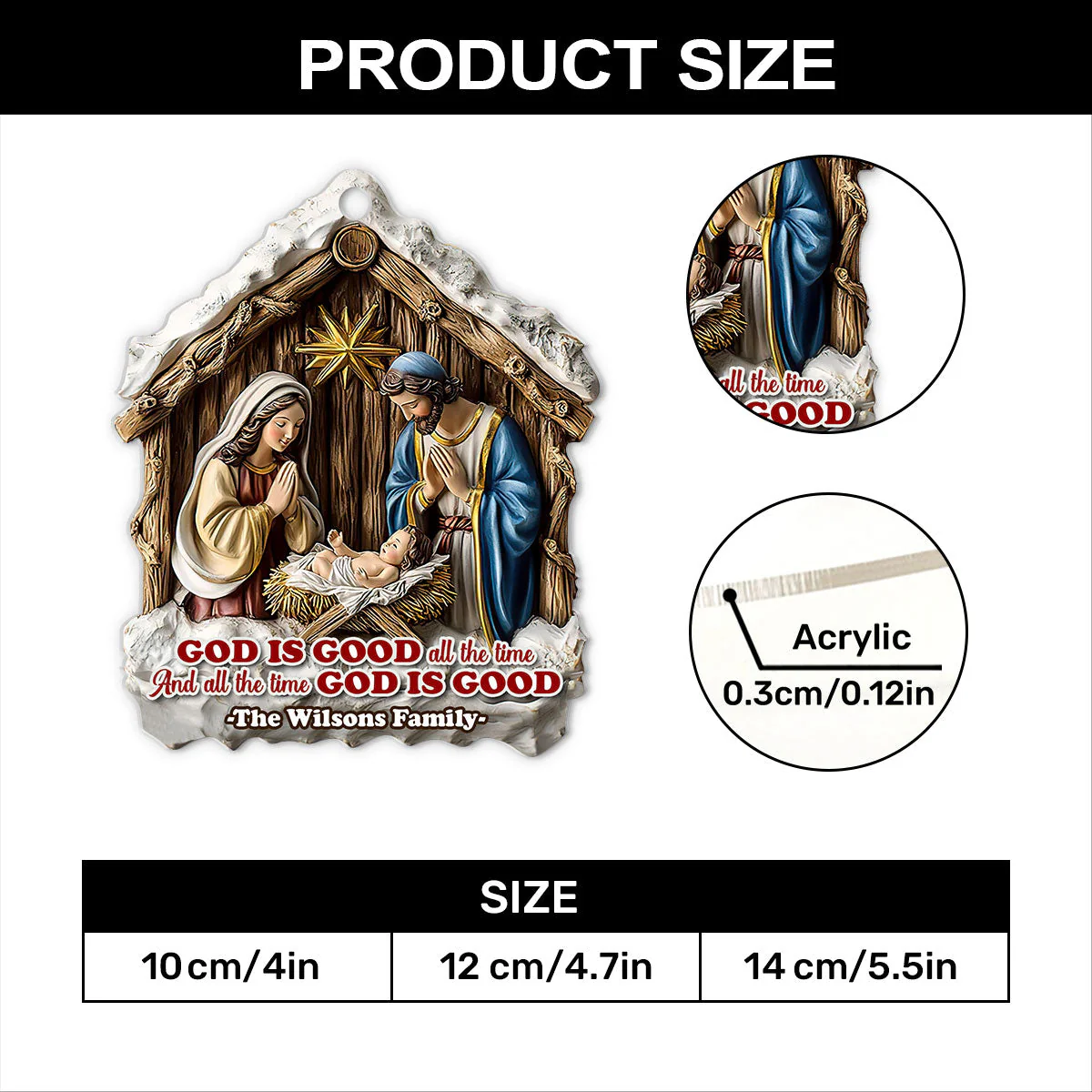 God Is Good All The Time | Personalized 1-Side Acrylic Ornament - Image 4