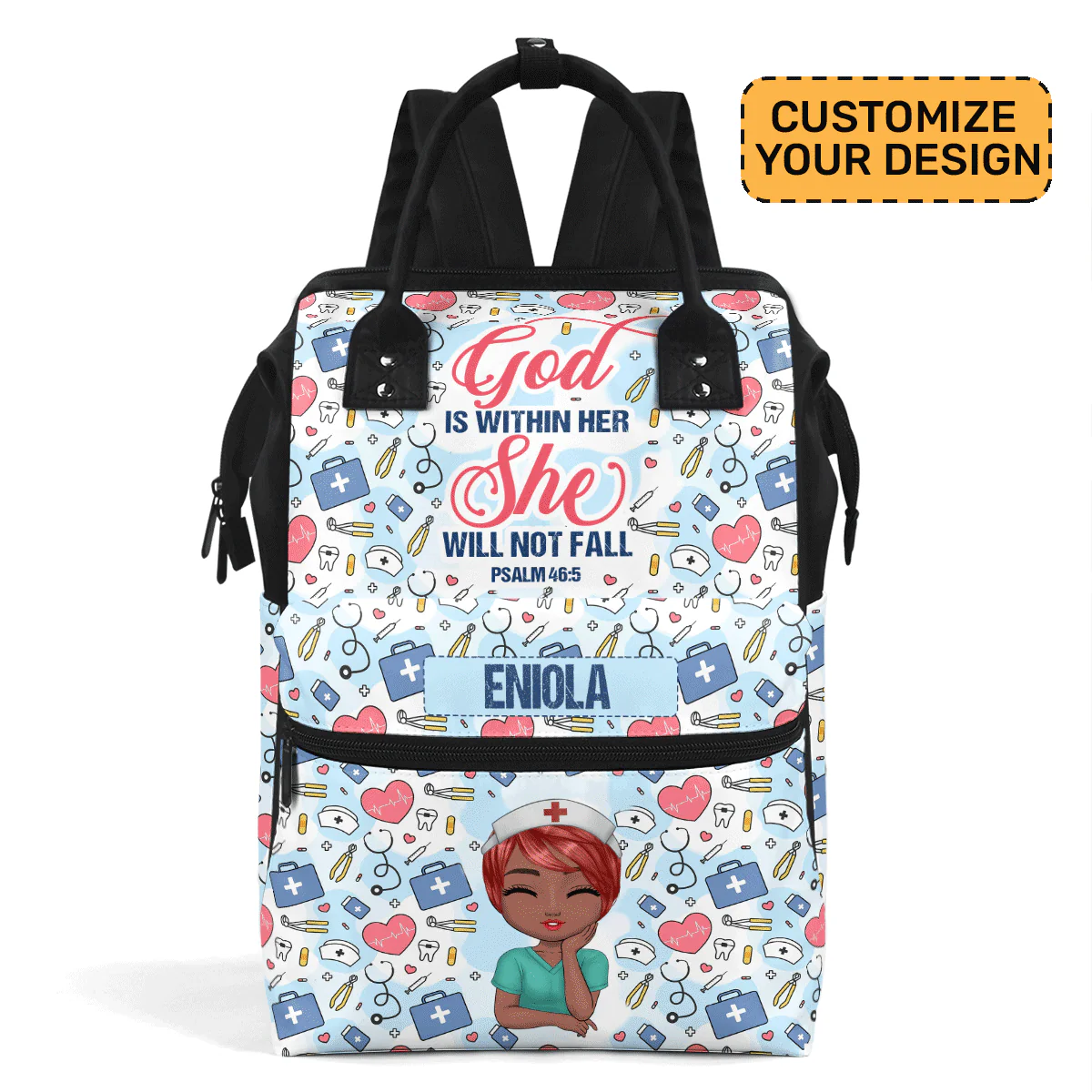 God Is Within Her - Personalized Duckbilled Backpack - Gift For Nurse | NR3 HN02