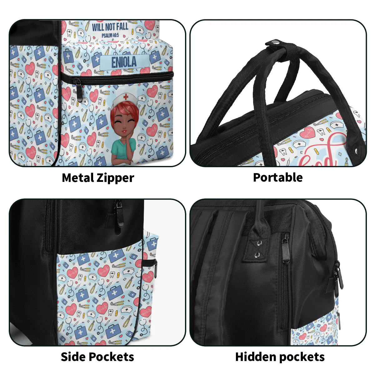 God Is Within Her - Personalized Duckbilled Backpack - Gift For Nurse | NR3 HN02 - Image 5