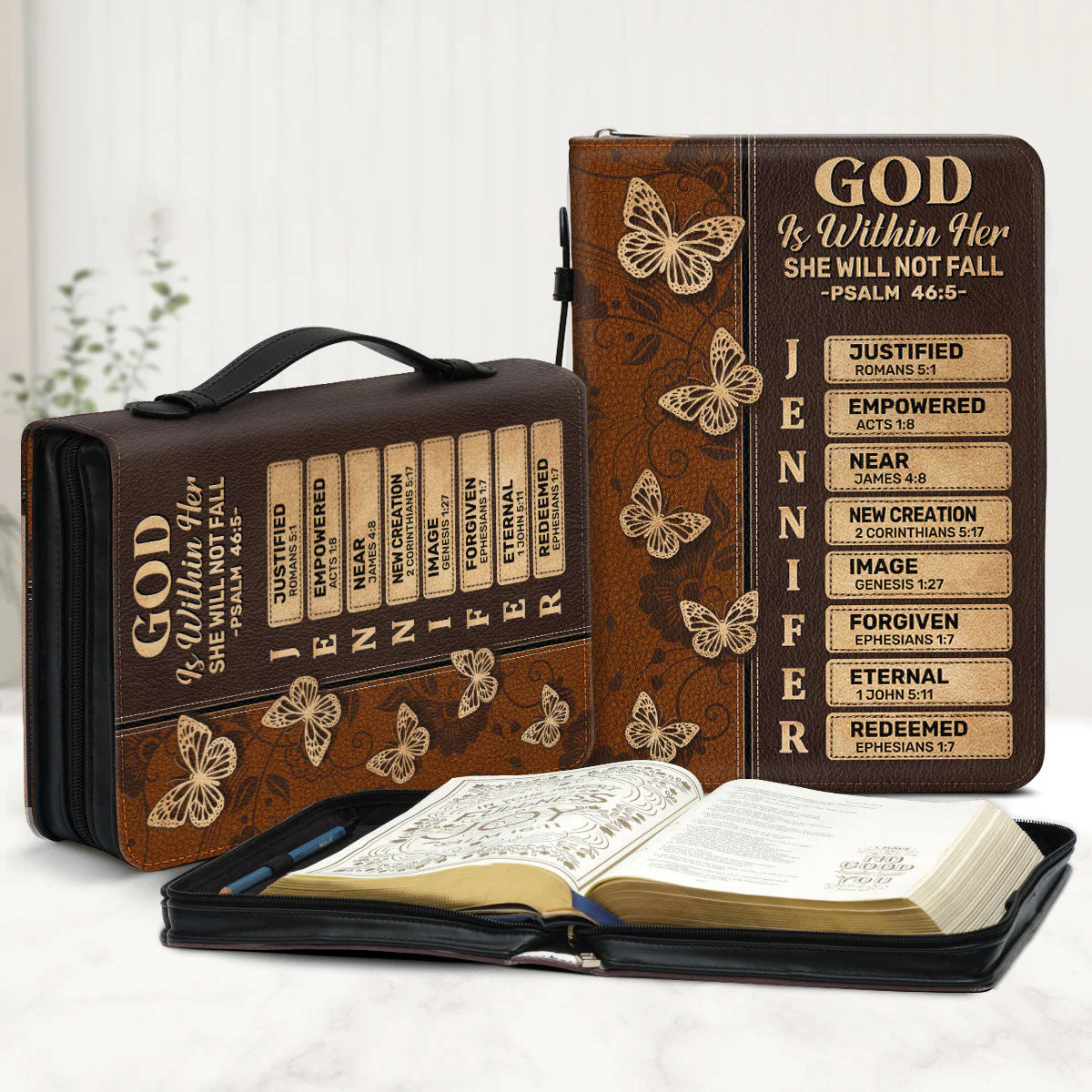 God Is Within Her She Will Not Fall - Personalized Bible Cover