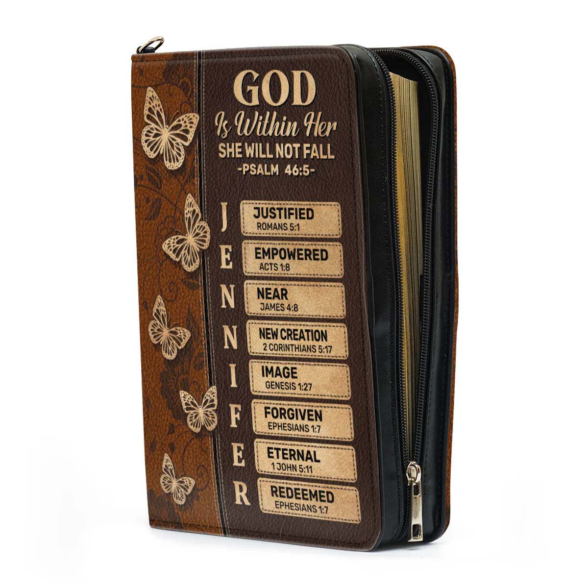 God Is Within Her She Will Not Fall - Personalized Bible Cover - Image 4