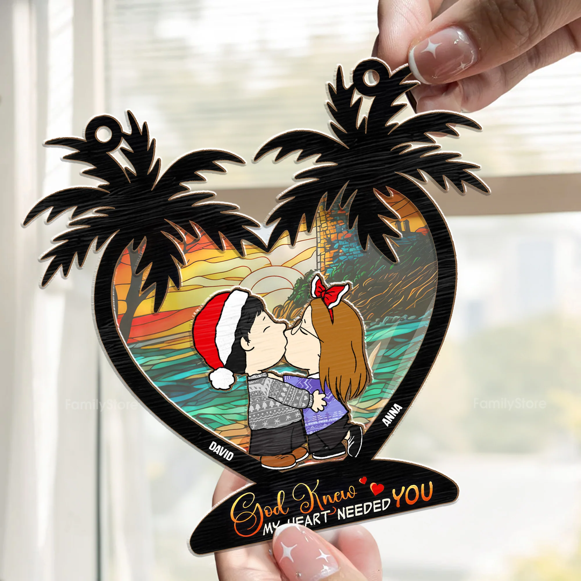 God Knew My Heart Needed You Peanut - Personalized  Window Hanging Window Hanging Suncatcher Ornament - Gift For Couple, Husband Wife - CL45 NH96 - Image 2