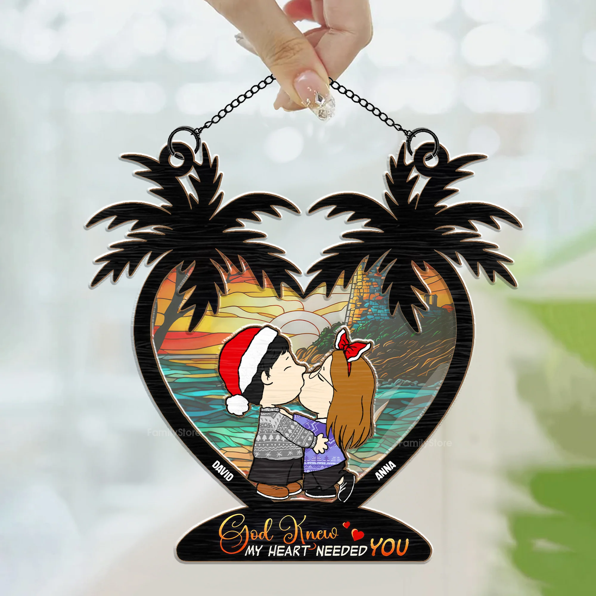 God Knew My Heart Needed You Peanut - Personalized  Window Hanging Window Hanging Suncatcher Ornament - Gift For Couple, Husband Wife - CL45 NH96 - Image 3