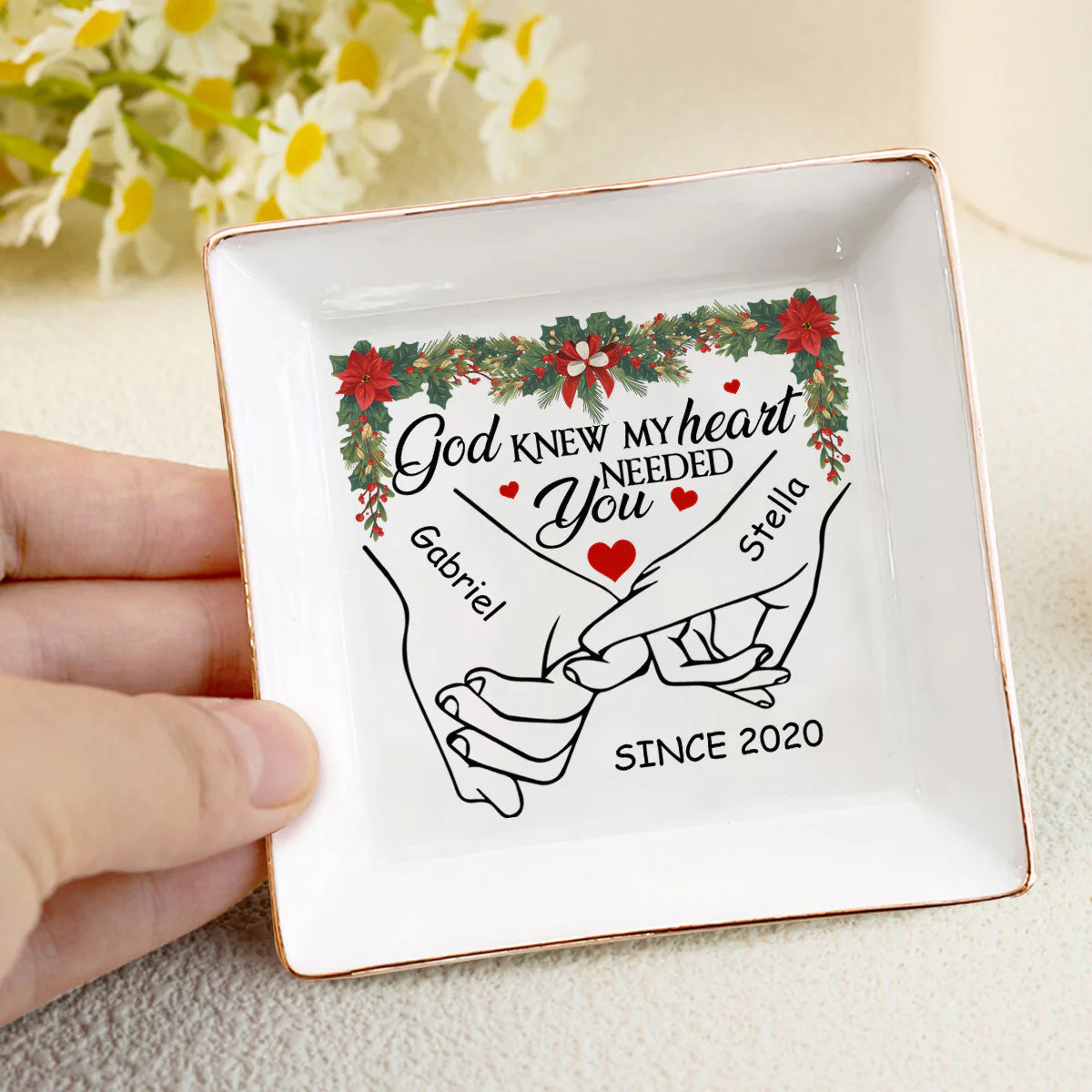 God Knew My Heart Needed You - Personalized Jewelry Dish - Gift For Couple, Husband Wife, Anniversary, Engagement, Wedding, Marriage Gift NH96 - Image 4