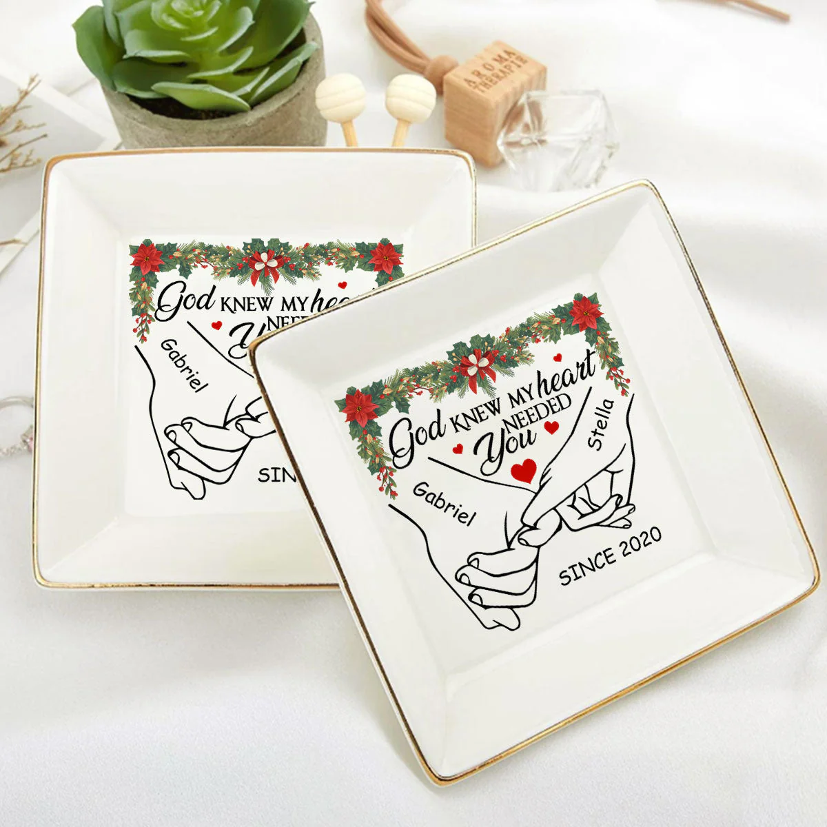 God Knew My Heart Needed You - Personalized Jewelry Dish - Gift For Couple, Husband Wife, Anniversary, Engagement, Wedding, Marriage Gift NH96 - Image 6