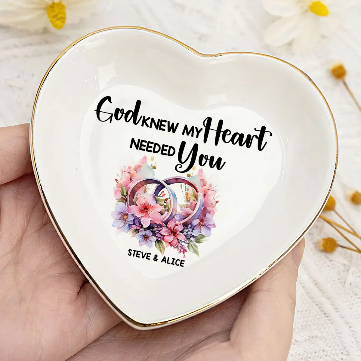 God Knew My Heart Needed You  - Personalized Jewelry Dish - Gift For Wife, Anniversary, Engagement, Wedding, Marriage Gift - NA94 - Image 2