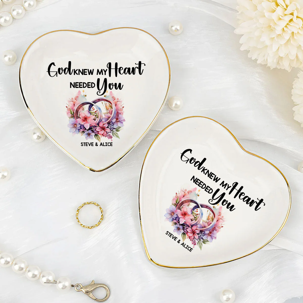 God Knew My Heart Needed You  - Personalized Jewelry Dish - Gift For Wife, Anniversary, Engagement, Wedding, Marriage Gift - NA94 - Image 3