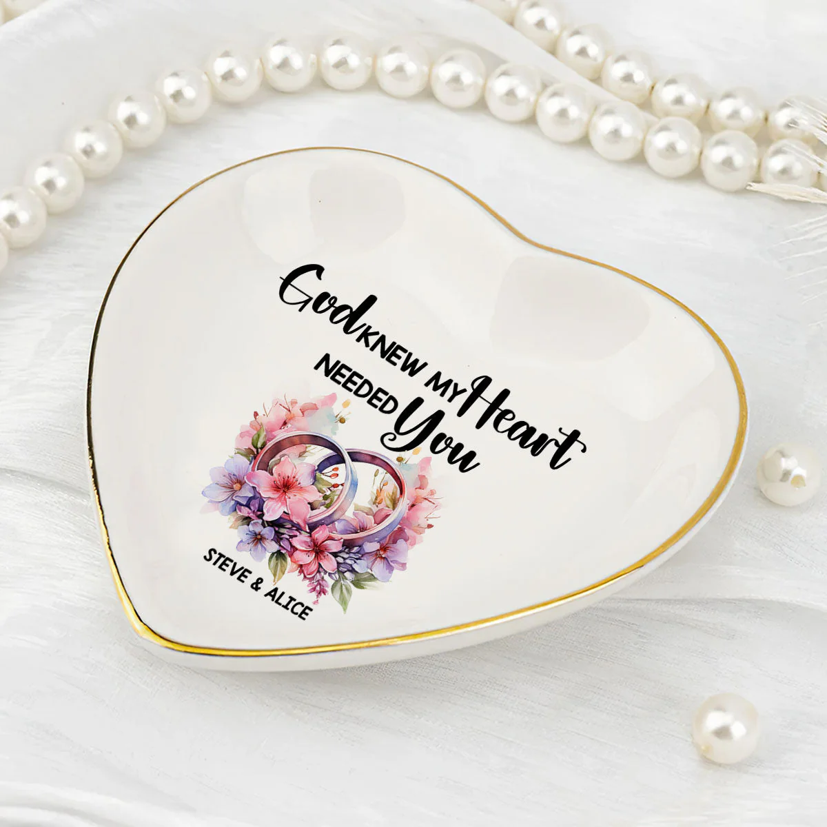 God Knew My Heart Needed You  - Personalized Jewelry Dish - Gift For Wife, Anniversary, Engagement, Wedding, Marriage Gift - NA94 - Image 4
