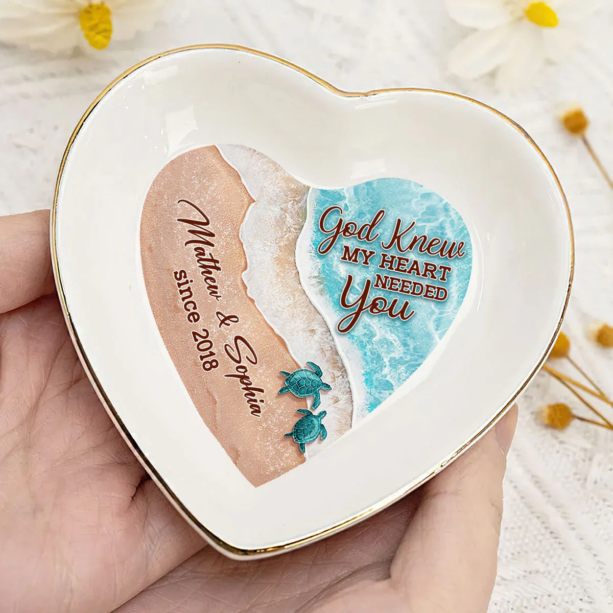 God Knew My Heart Needed You - Personalized Jewelry Dish - Gift For Wife, Girlfriend, Anniversary, Engagement, Wedding, Marriage Gift - NA94 - Image 2