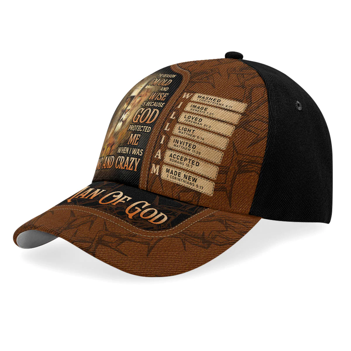 God Protected Me | Personalized Classic Cap - Image 2