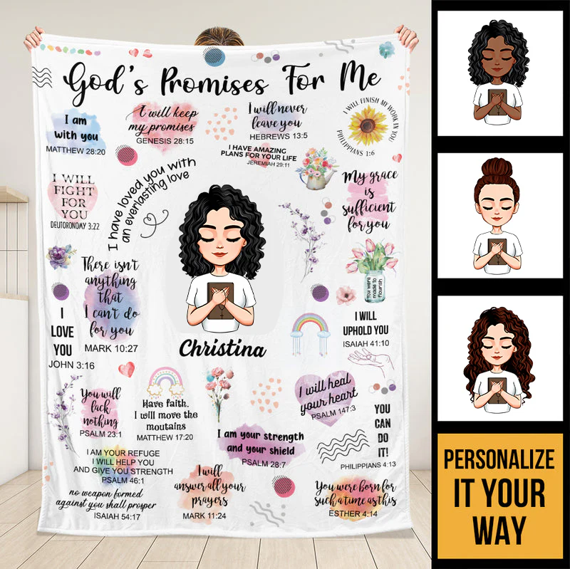 God’s Promises For Me - Personalized Blanket - Best Gift For Mother, For Grandma | CLGOD05 TD118