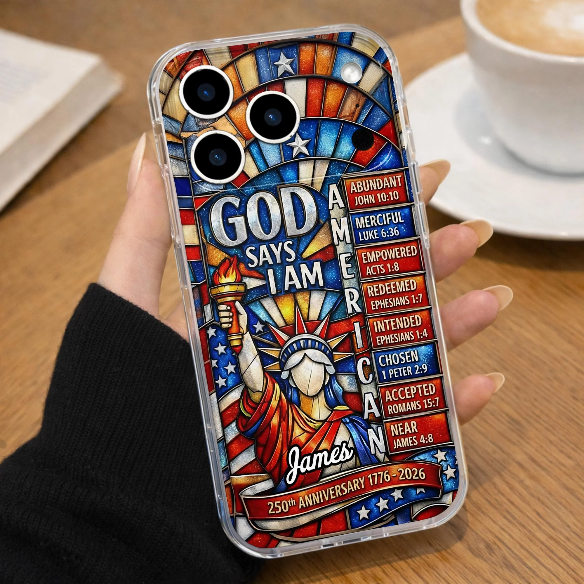 God Says I Am American 250th Anniversary - Personalized Phone Case - Gifts For Patriots - Image 2