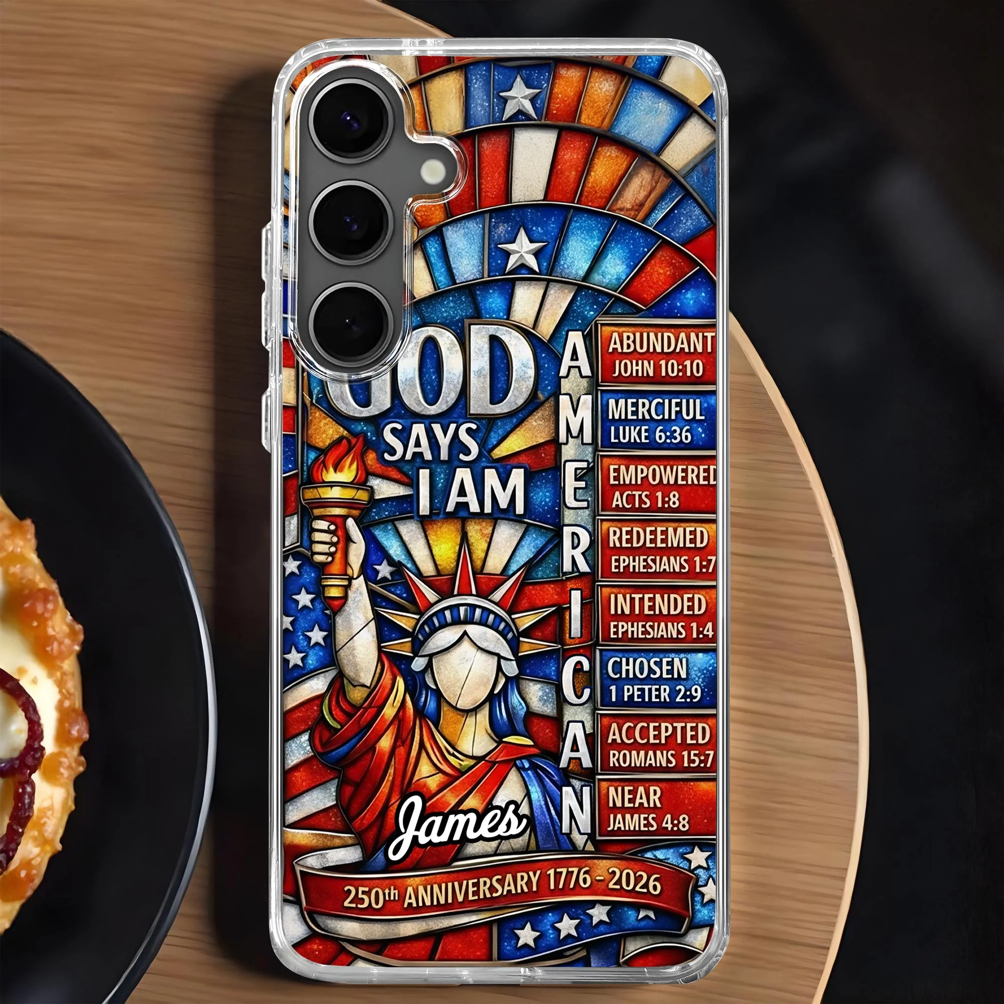 God Says I Am American 250th Anniversary - Personalized Phone Case - Gifts For Patriots - Image 4