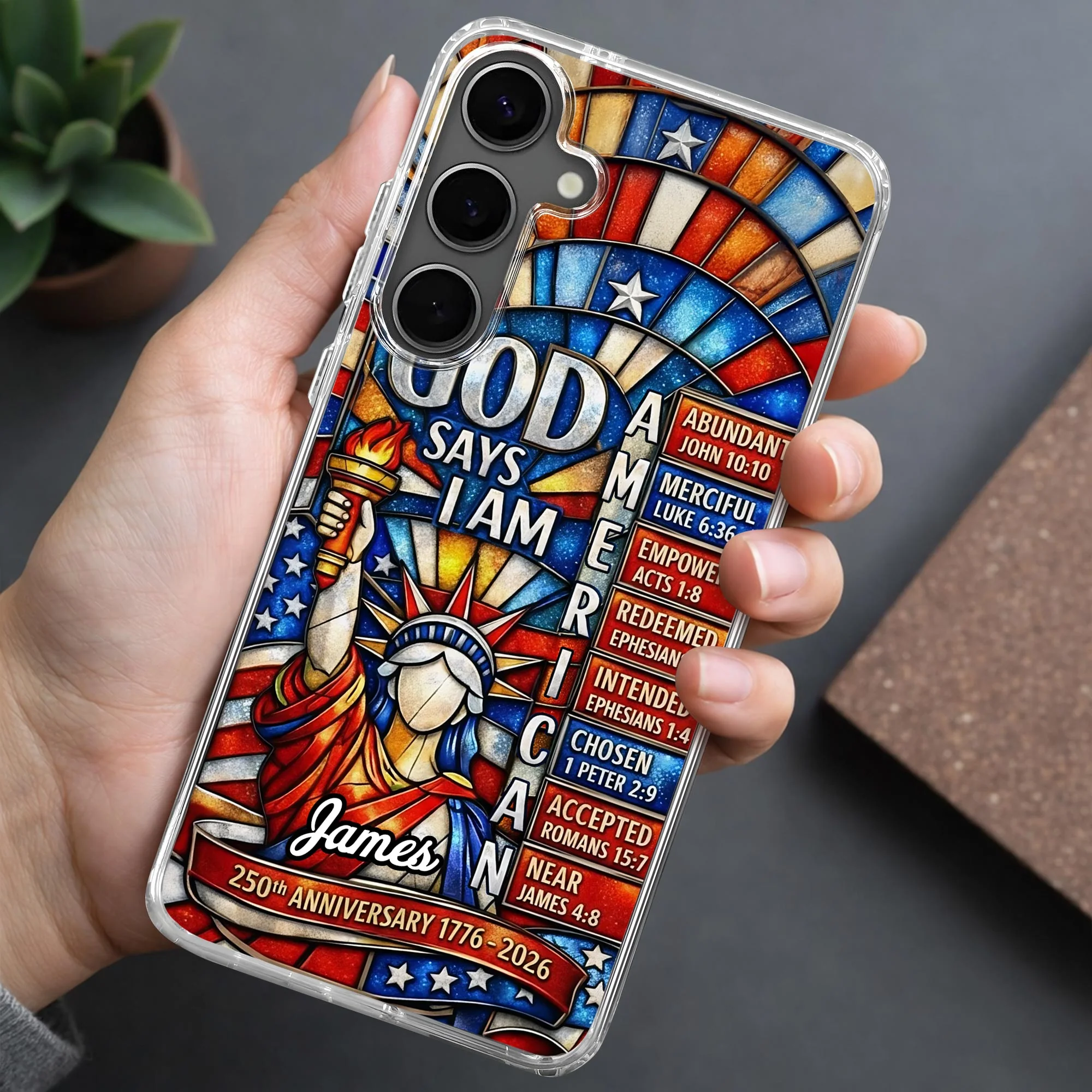 God Says I Am American 250th Anniversary - Personalized Phone Case - Gifts For Patriots - Image 5