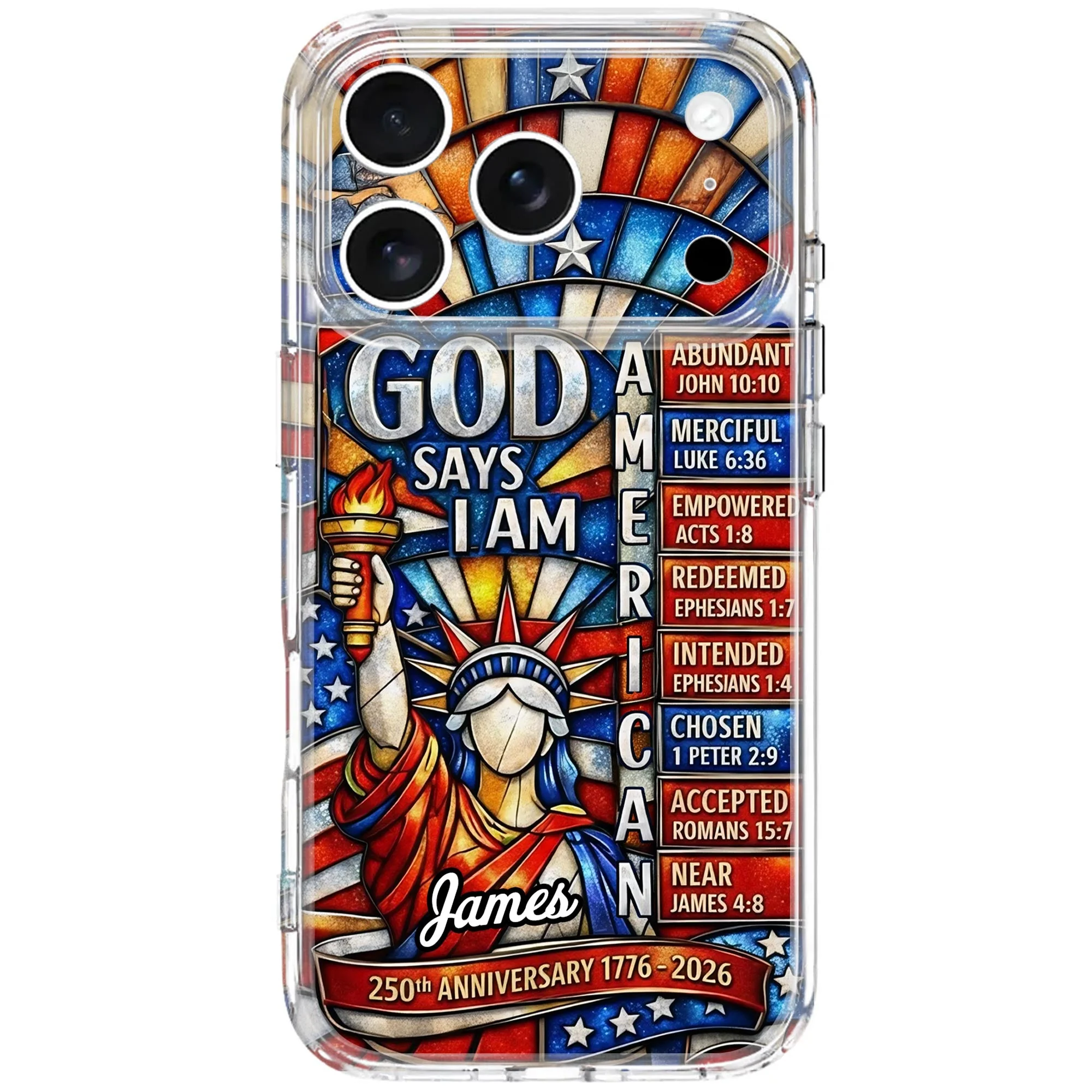 God Says I Am American 250th Anniversary - Personalized Phone Case - Gifts For Patriots - Image 7