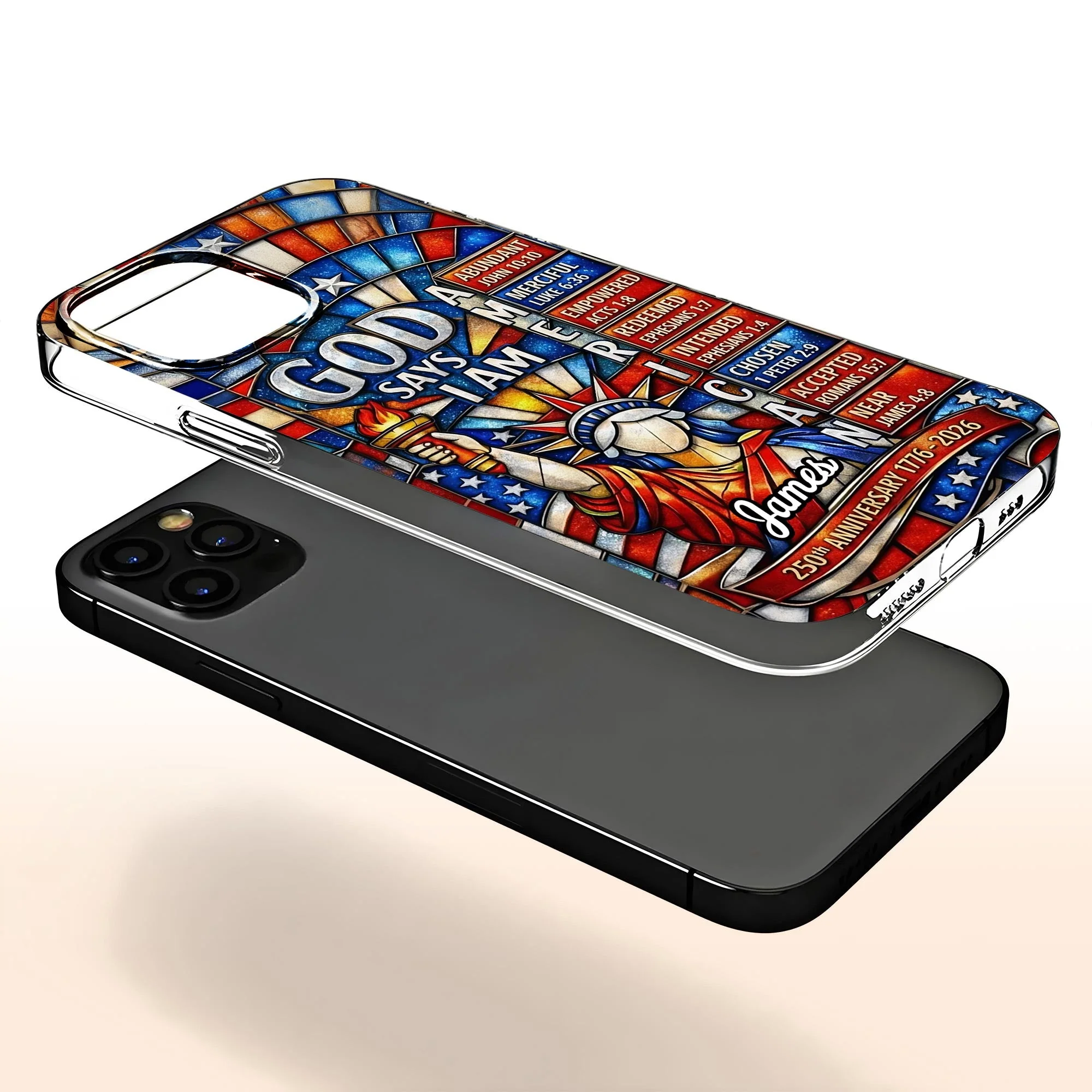 God Says I Am American 250th Anniversary - Personalized Phone Case - Gifts For Patriots - Image 9