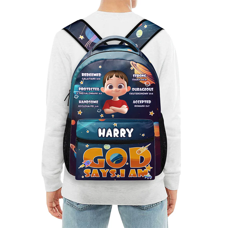 God Says I Am An Astronaut - Personalized Backpack - Back To School Gift For Kids | GR29 TD118. CU5070227. - Image 2