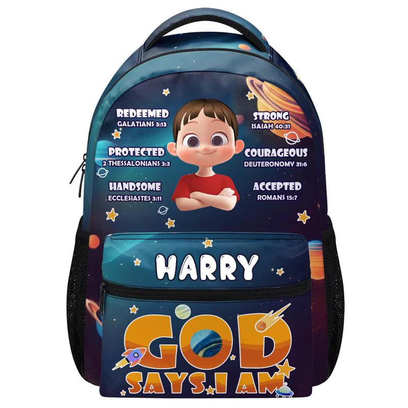 God Says I Am An Astronaut - Personalized Backpack - Back To School Gift For Kids | GR29 TD118. CU5070227. - Image 3