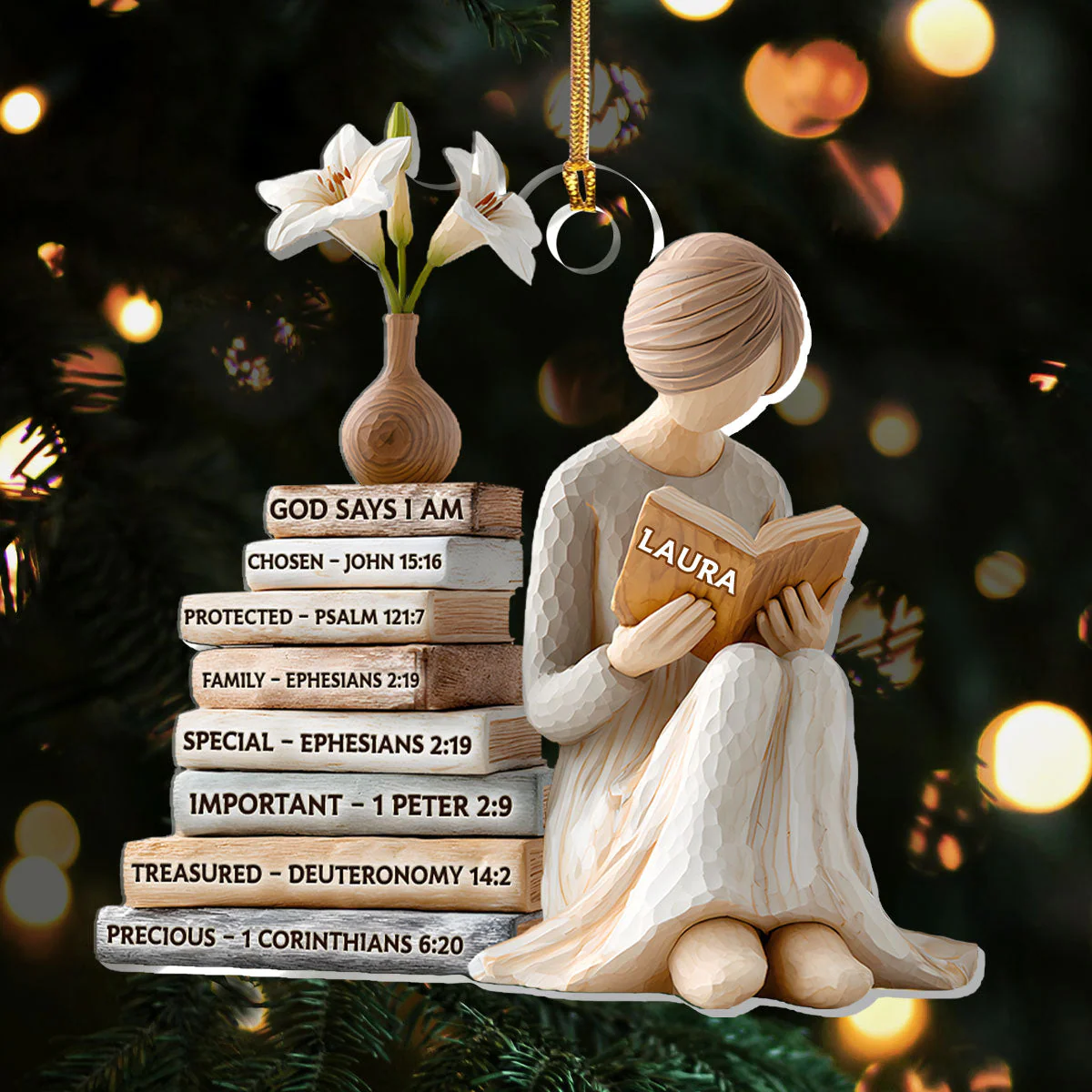 God Says I Am Chosen - Personalized Acrylic Ornament TD118 - Image 2