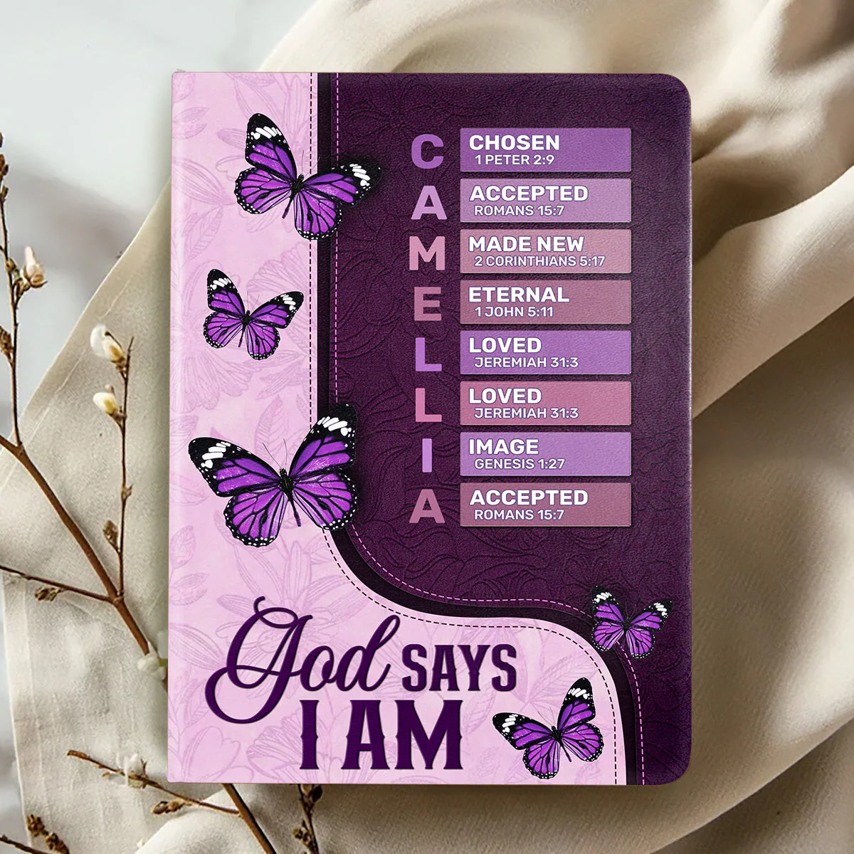 God Says I Am Chosen - Personalized Leather Cover Notebook - Image 2