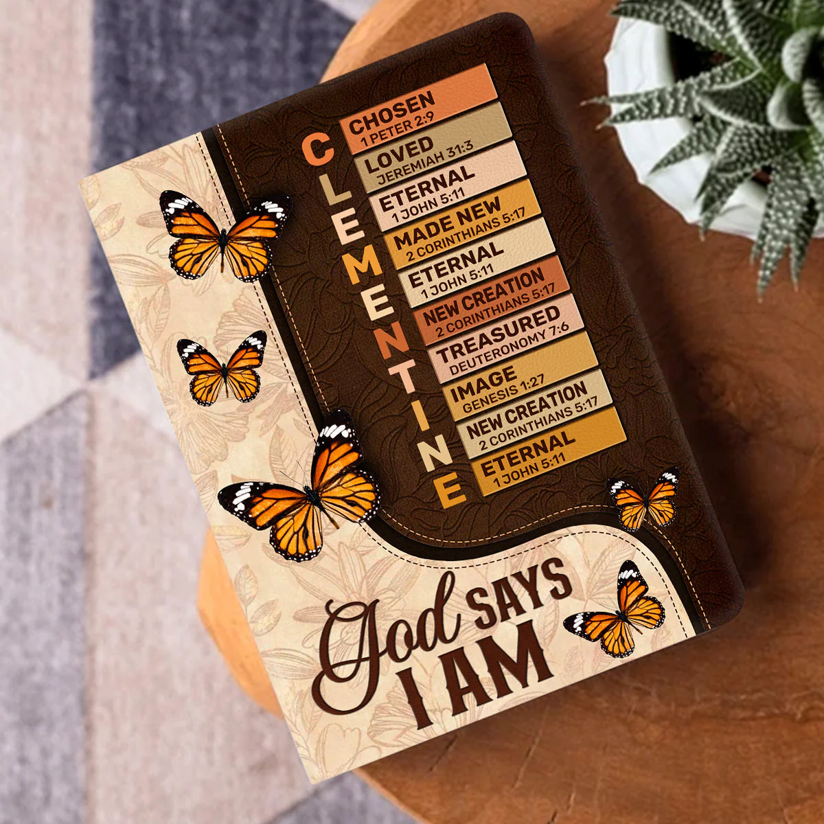 God Says I Am Chosen - Personalized Leather Cover Notebook - Image 3
