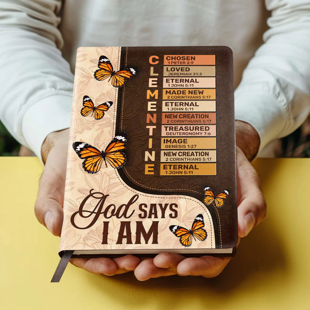 God Says I Am Chosen - Personalized Leather Cover Notebook - Image 4