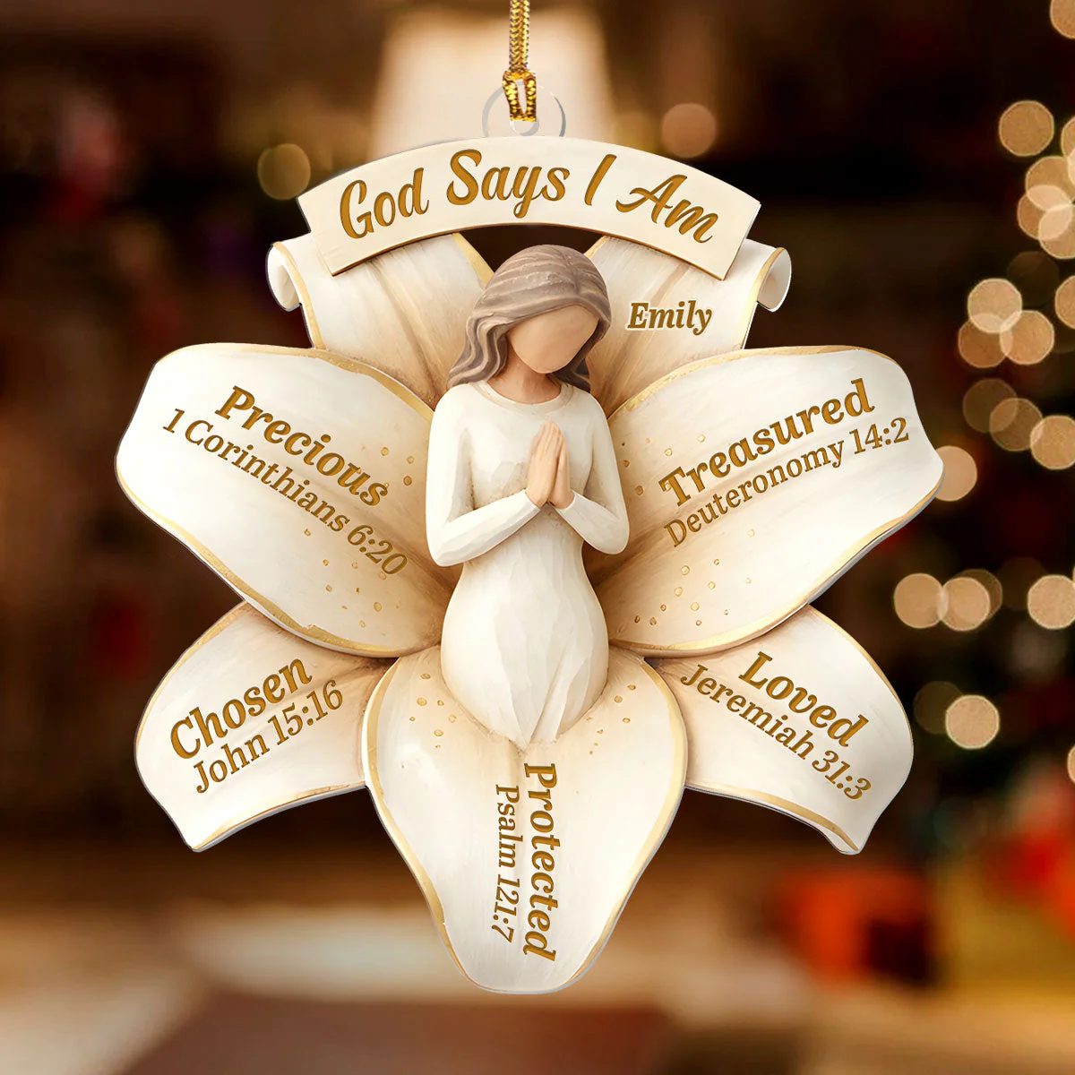 God Says I Am Elegant Lily Flower - Personalized 1-Layer Acrylic Ornament HL128 - Image 2