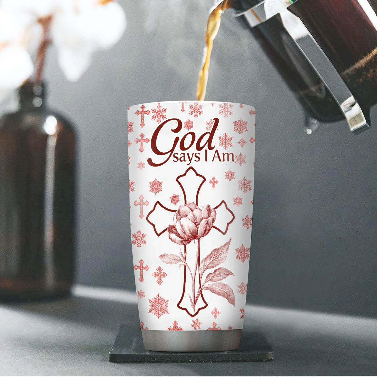 God Says I Am Empowered - Personalized Stainless Steel Tumbler | TD118 - Image 4
