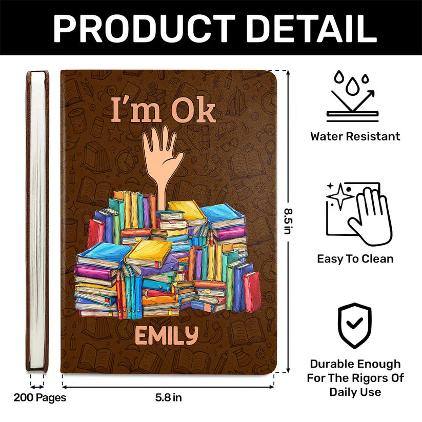A Girl Who Loves Books Reading Journal - Personalized Leather Cover Notebook - Gift For Book Lover, Reader, Her | CLGOD04 HH01 - Image 6