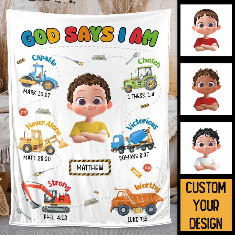God Says I Am for Kid - Personalized Blanket - Best Gift For Birthday | GR29.Ver3 TD118