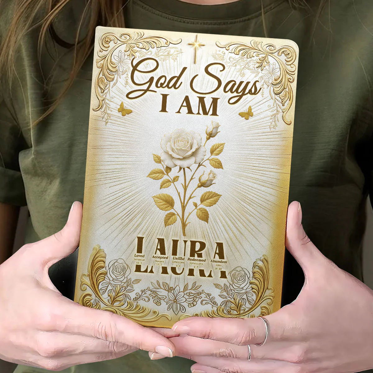 God Says I Am Golden Aura - Personalized Leather Cover Notebook HL128