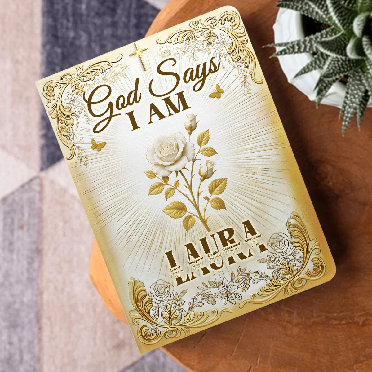 God Says I Am Golden Aura - Personalized Leather Cover Notebook HL128 - Image 3