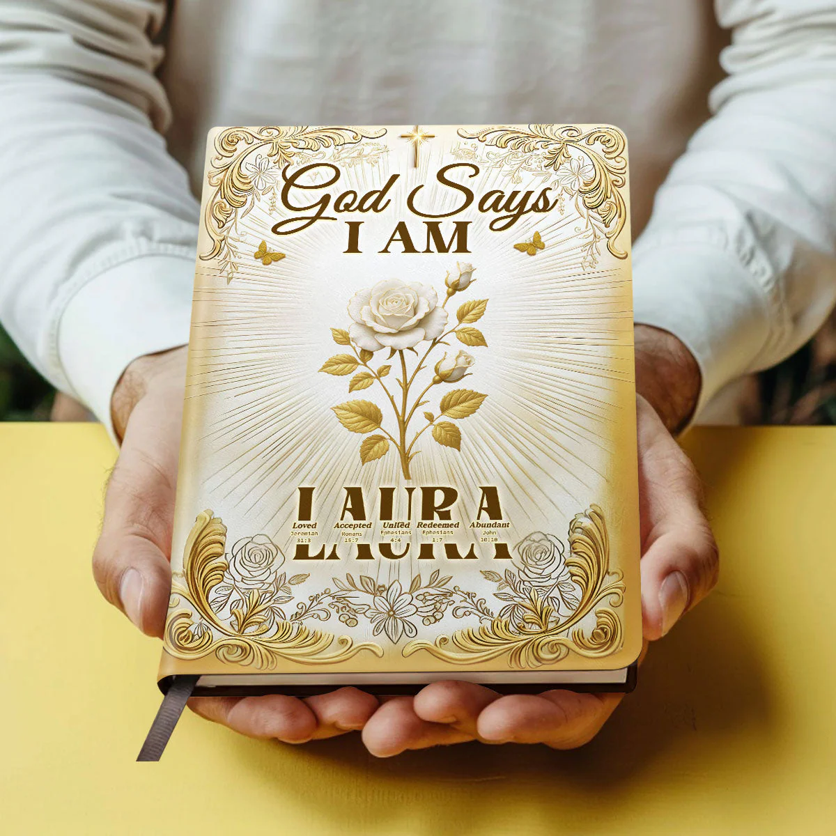 God Says I Am Golden Aura - Personalized Leather Cover Notebook HL128 - Image 4