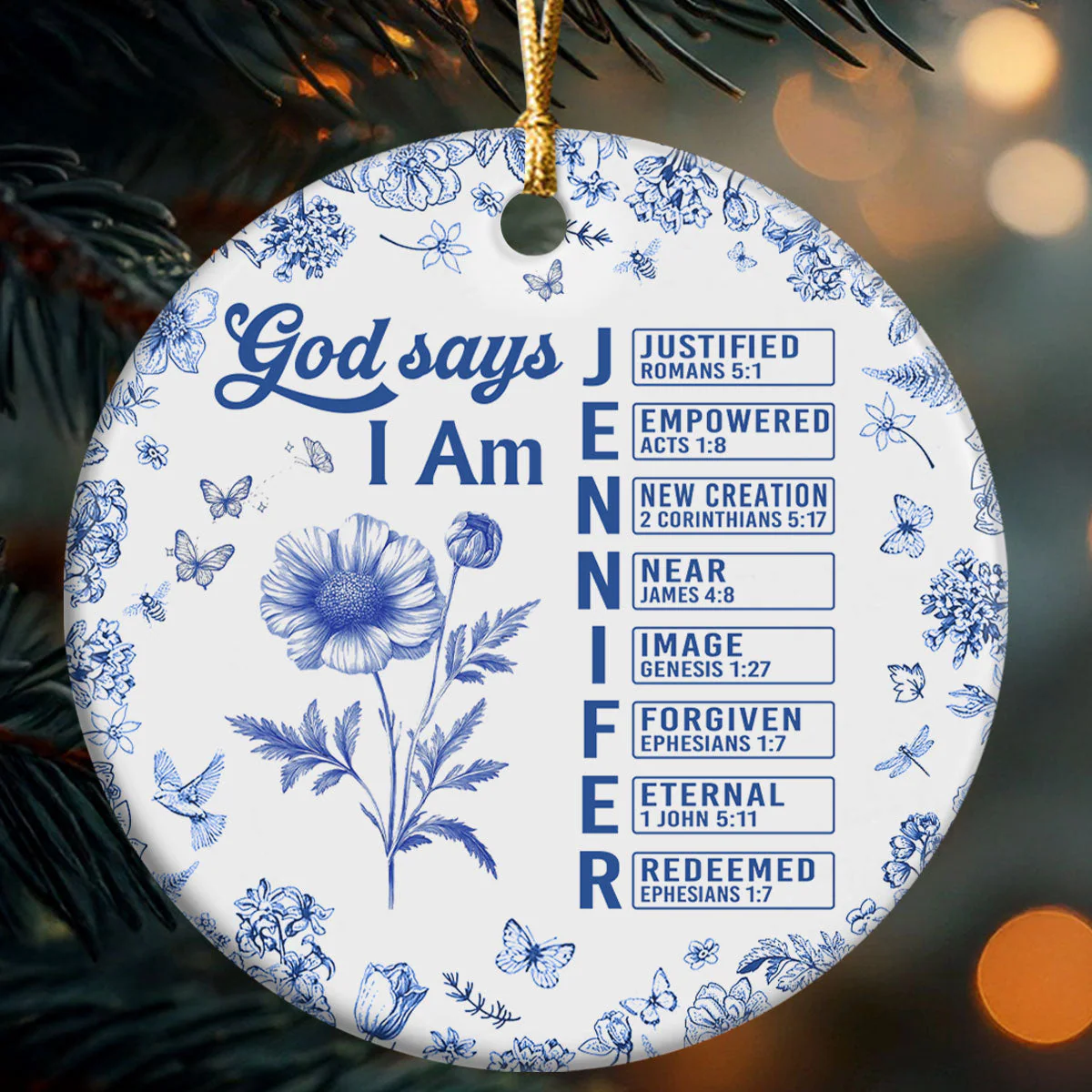 God Says I Am Joyful - Personalized Ceramic Ornament TD118