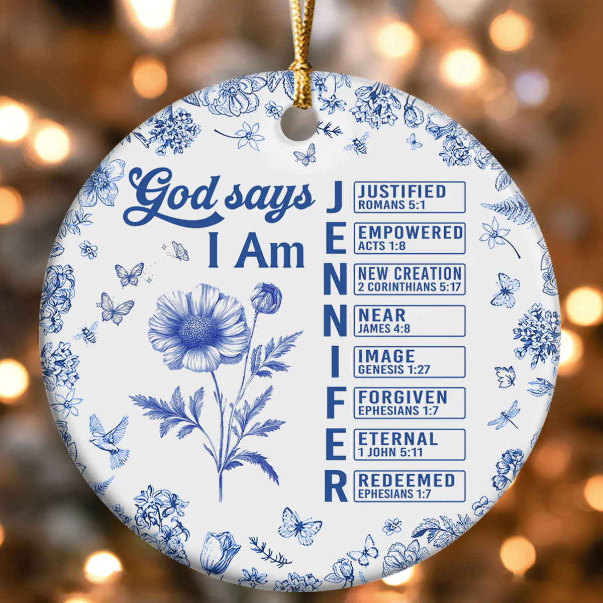 God Says I Am Joyful - Personalized Ceramic Ornament TD118 - Image 4