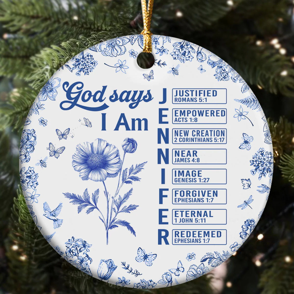 God Says I Am Joyful - Personalized Ceramic Ornament TD118 - Image 5