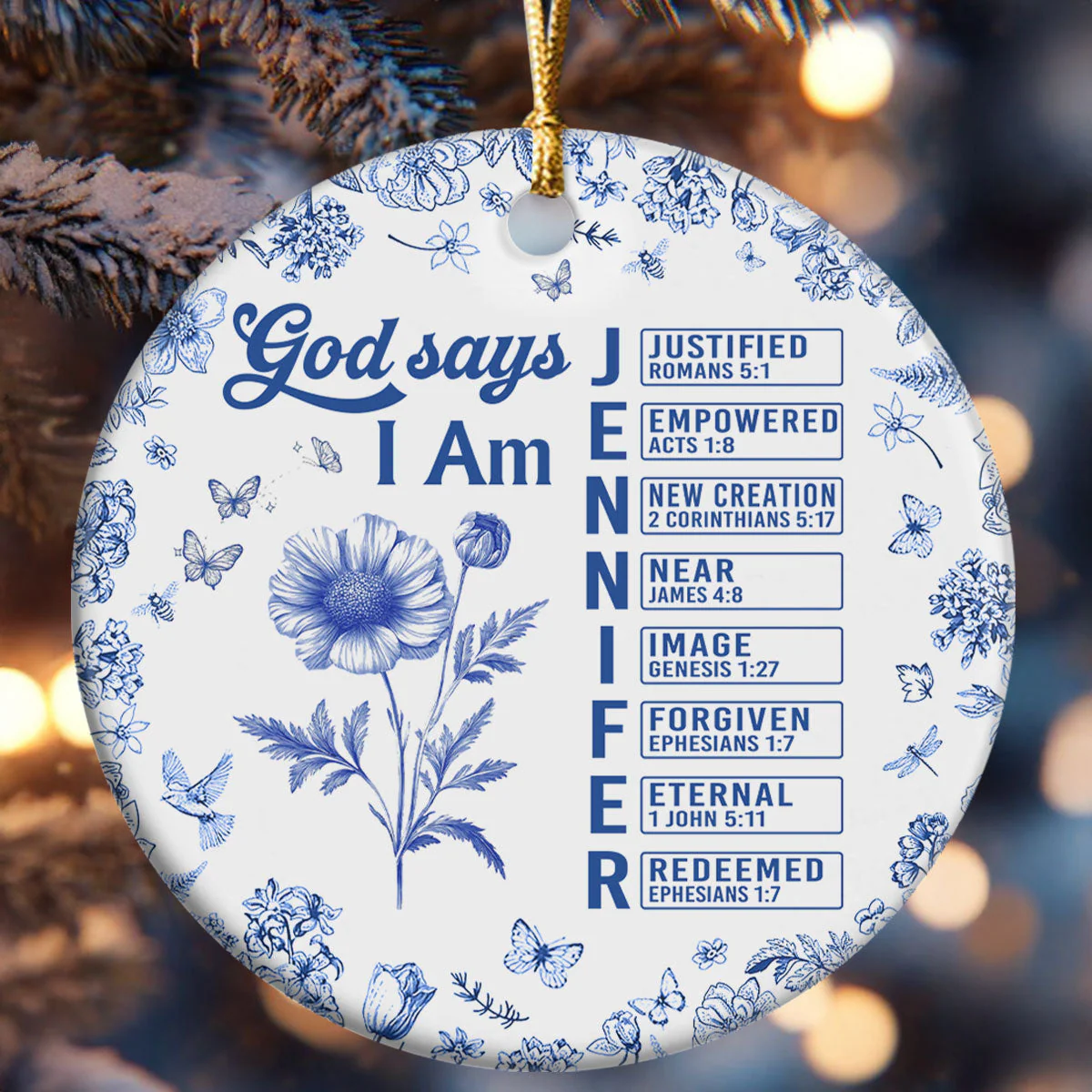 God Says I Am Joyful - Personalized Ceramic Ornament TD118 - Image 6