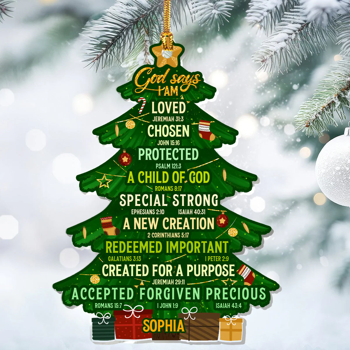 God Says I Am Loved - Personalized Acrylic Ornament TD118