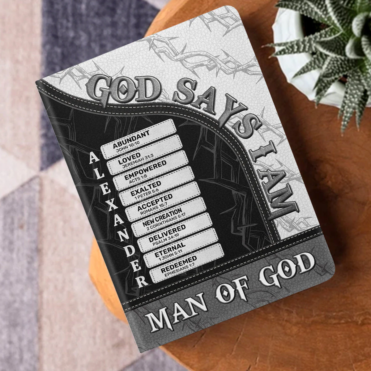 God Says I Am Man Of God - Personalized Leather Cover Notebook TD118 - Image 3
