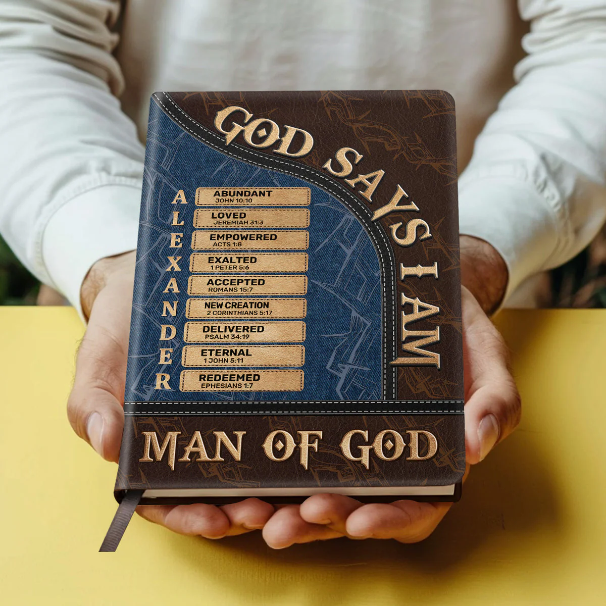 God Says I Am Man Of God - Personalized Leather Cover Notebook TD118 - Image 4