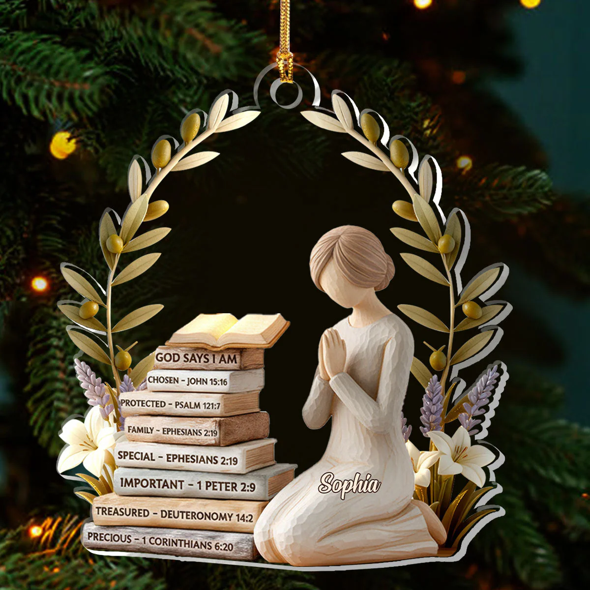 God Says I Am - Personalized 1-Layer Acrylic Ornament HL128 - Image 3