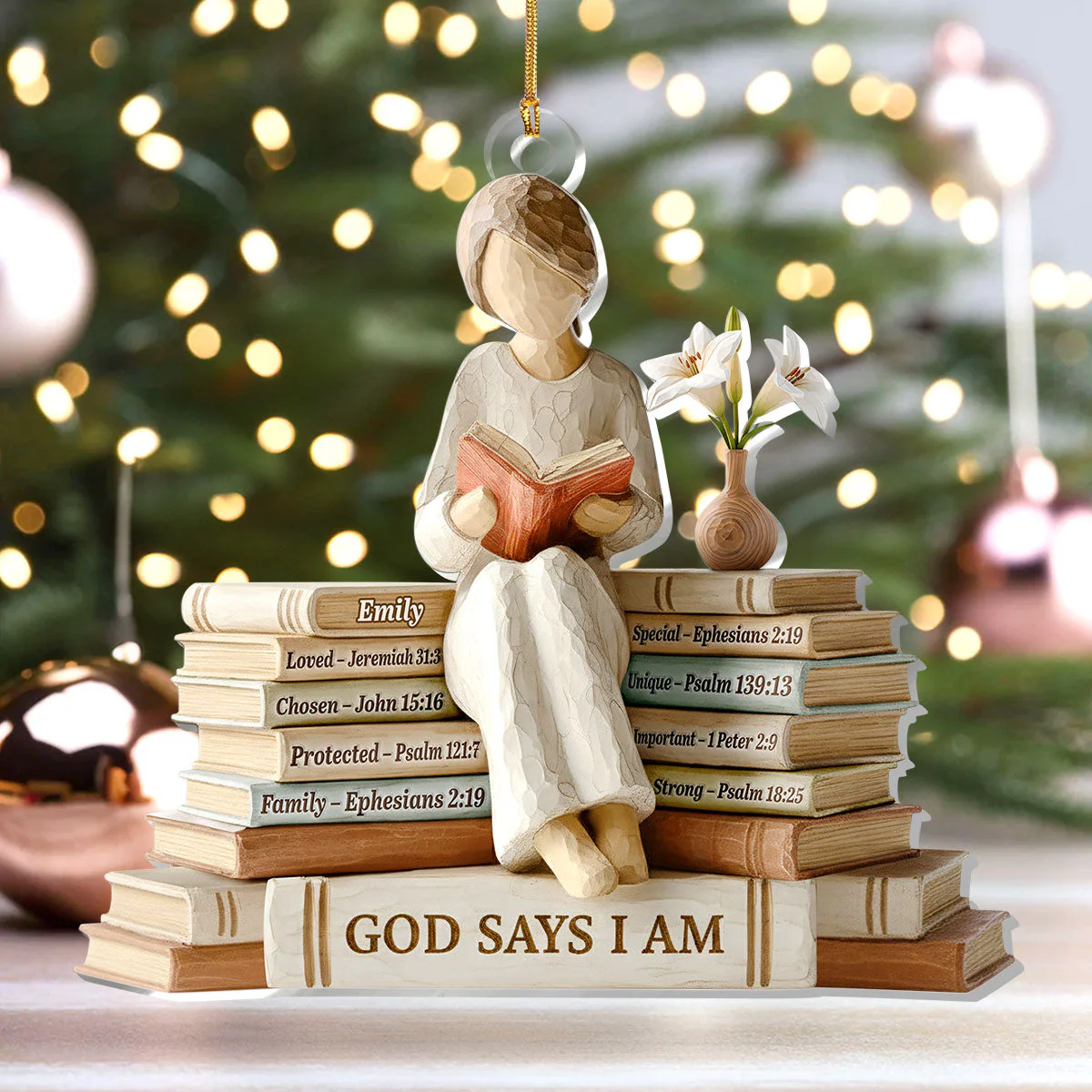 God Says I Am - Personalized 1-Layer Acrylic Ornament HL128 - Image 3