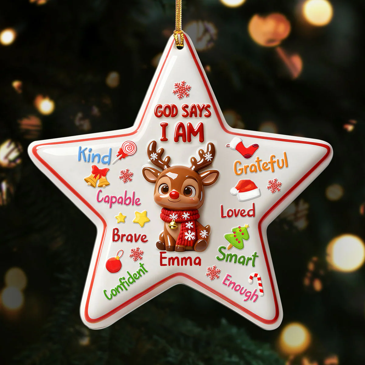 God Says I Am - Personalized 1-Layer Acrylic Ornament HL128