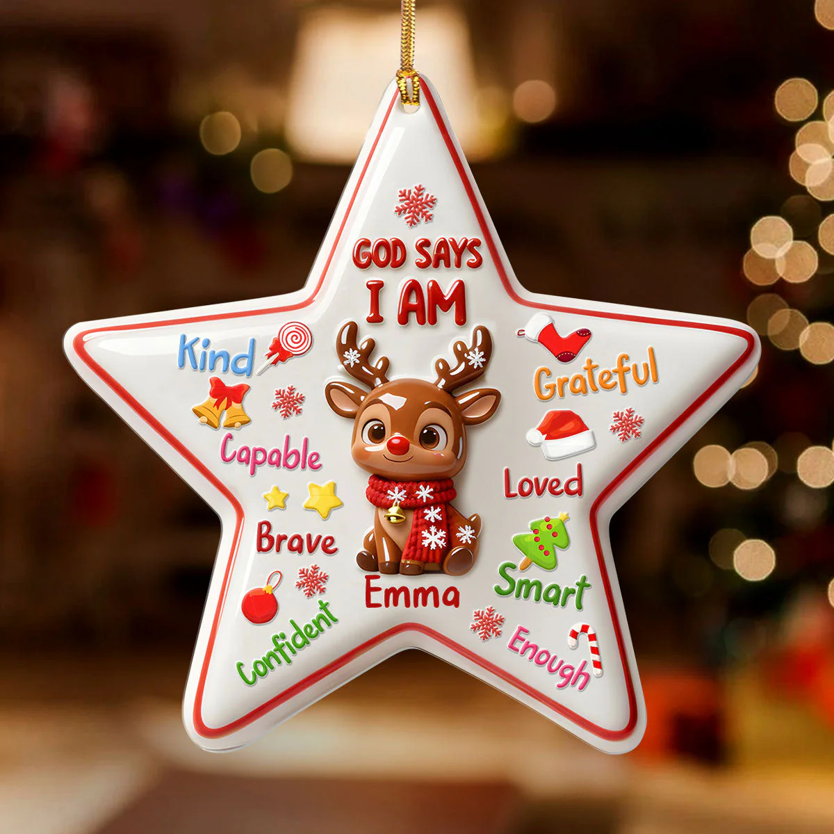 God Says I Am - Personalized 1-Layer Acrylic Ornament HL128 - Image 2