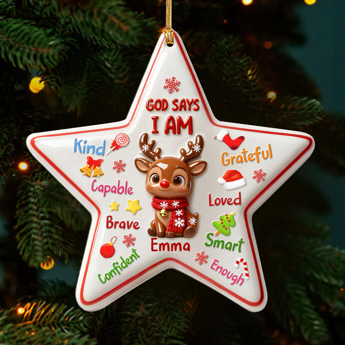 God Says I Am - Personalized 1-Layer Acrylic Ornament HL128 - Image 3