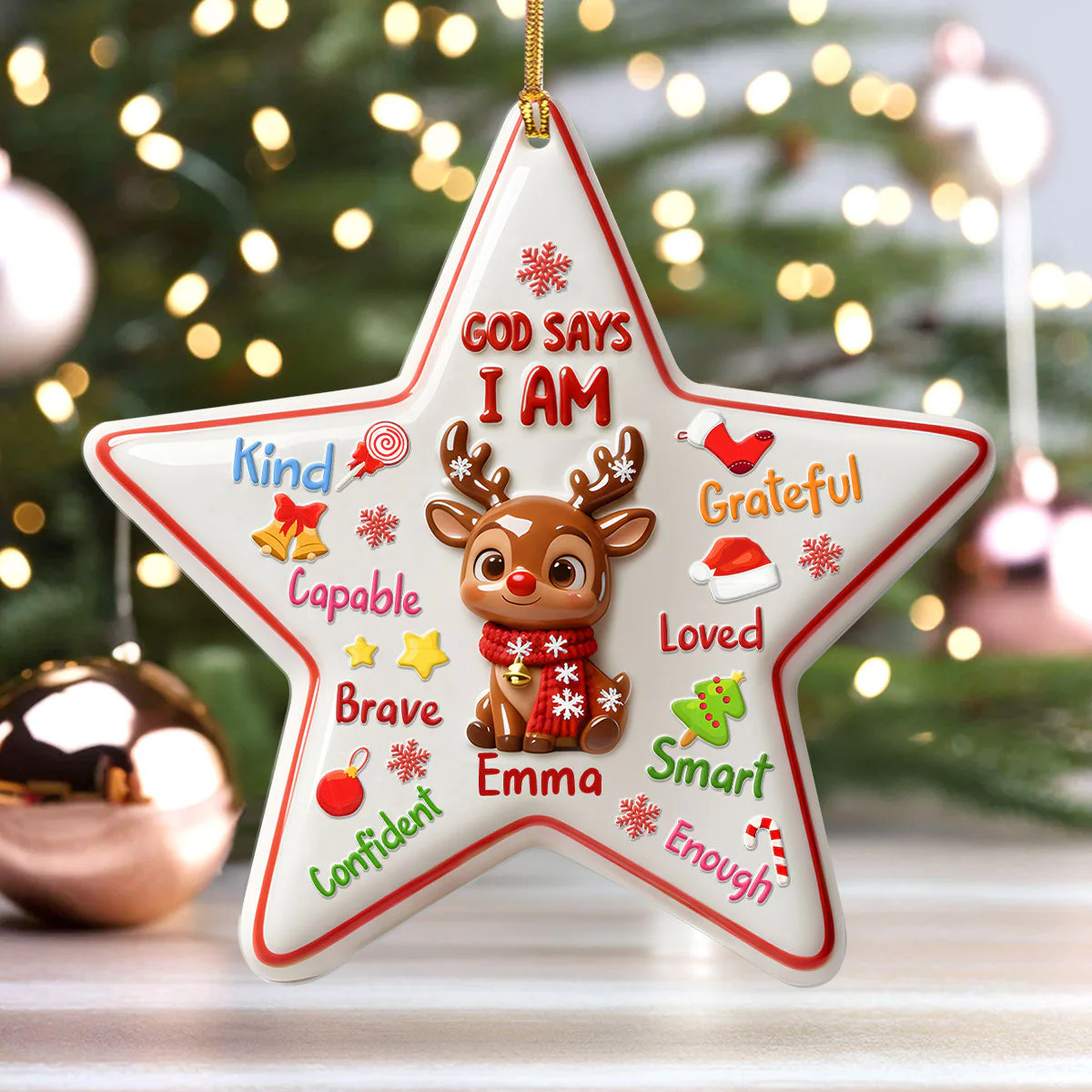 God Says I Am - Personalized 1-Layer Acrylic Ornament HL128 - Image 4
