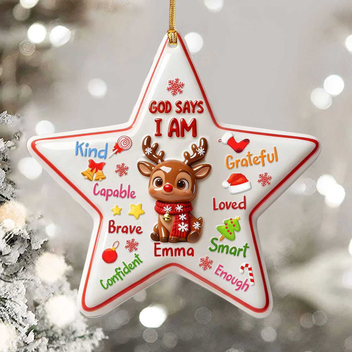 God Says I Am - Personalized 1-Layer Acrylic Ornament HL128 - Image 5